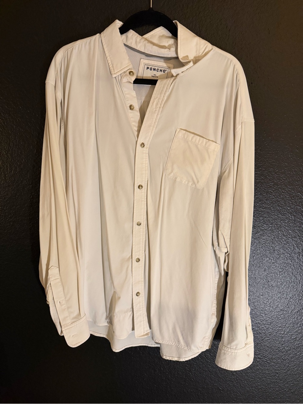 Poncho Relaxed-Fit Long Sleeve Button-Down Shirt in Cream